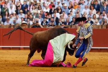 La cogida de Morante de la Puebla en Sevilla, en imágenes